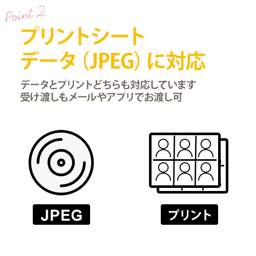 データ形式(JPEG) / プリントシート(印刷)共に対応